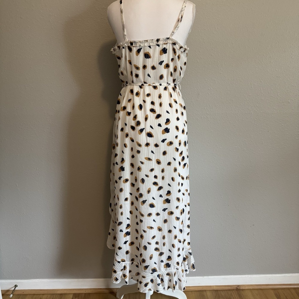 Generation K Leopard Ruffle Maxi Dress W/ Tie Belt Boho Whimsigoth Coastal M - Picture 2 of 12
